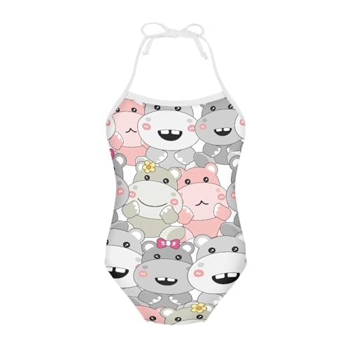 Image of One Piece Swimsuit for Girls Beach Bathing Suit Halter Straps Sports Swimwear for 1-10 Year Toddler Kids