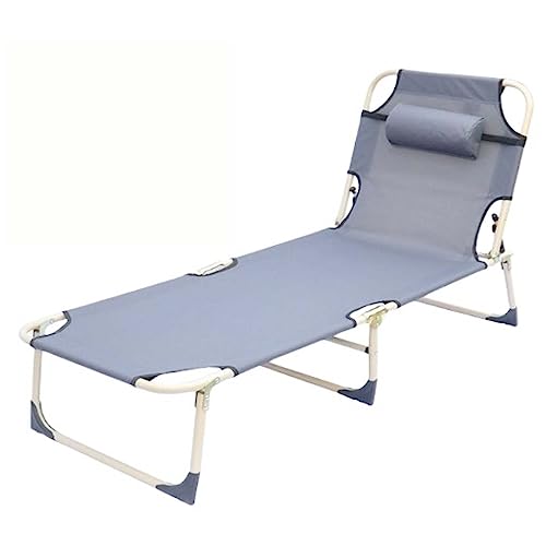 Lit de camping pliant avec oreiller pour sieste au jardin