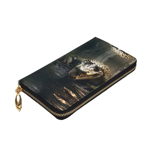 Stylish Crocodile surfaced Printing Leather Wallet - Long Clutch for Women, RDurable Material, 12 Card Slots, Zipper Compartments3