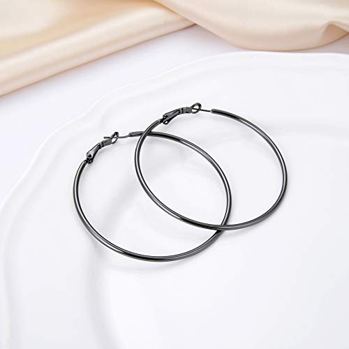 Classic Stainless Steel Hoop Earrings Big Round Hoop Earrings Gunmetal Grey Colors For Women Girls2