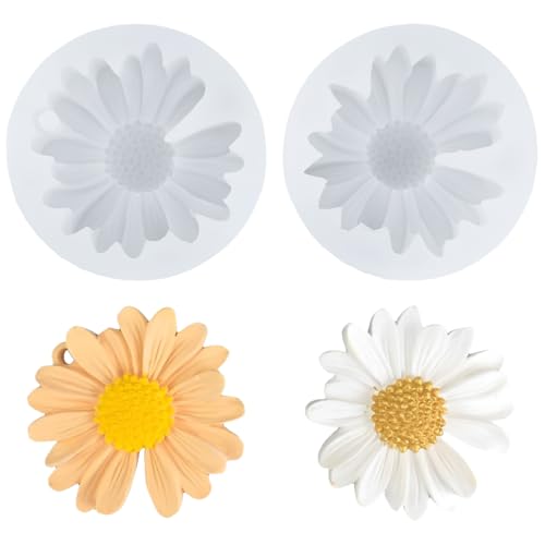 COYUN 2 Stücke 3D Blume Silikon Seifen Form,Gänseblümchen Blumen, für Kuchen Dekoration Schokolade Handgemachte Süßigkeit Herstellung