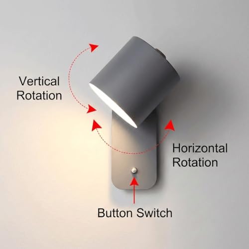 Aplique de pared ajustable y giratorio de hierro mate con interruptor 5