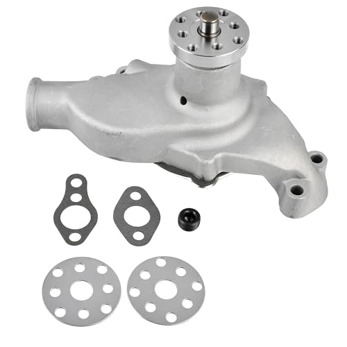 Short Water Pump High Volume Flow compatible with SBC Small Block Chevy 283 327 350 383 400 1955-1985 Satin Aluminum Mechanical