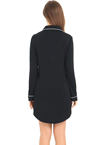 Cherrydew Bamboo Viscose Nightgown Women Super Soft Comfy Cooling Breathable Long Sleeve Sleepwear Button Down Sleep Shirts2