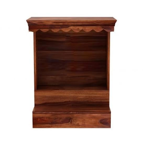 Image of Sheesham Wood Temple Solid Wood Classic Wooden Temple for Home, Office Pooja Mandir with 1 Drawer for Storage Home Decoration | Wall Devghar