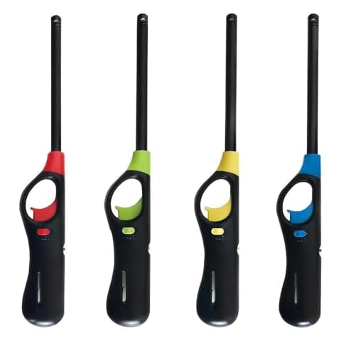 Pack of 4 Refillable BBQ Lighters with Safety Features Cover