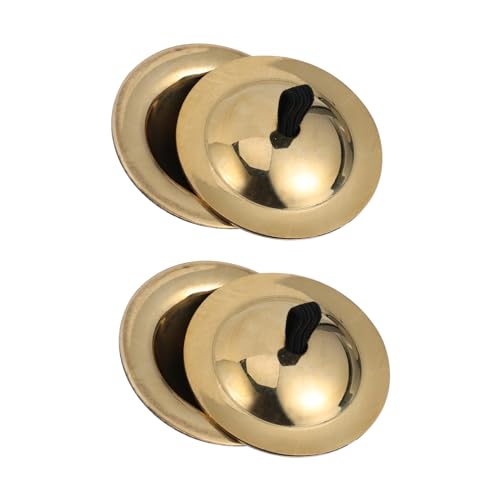 ERINGOGO Mini Cymbals for Drums 2 Pairs 5.5cm Bronze Hand Cymbals Safe Comfortable for Young Musicians for Hi Hat Random