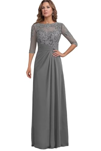 Cadoly Long Sleeve Mother of The Bride Dresses for Women Elegant Chiffon A-Line Corset Formal Dresses and Evening Gown