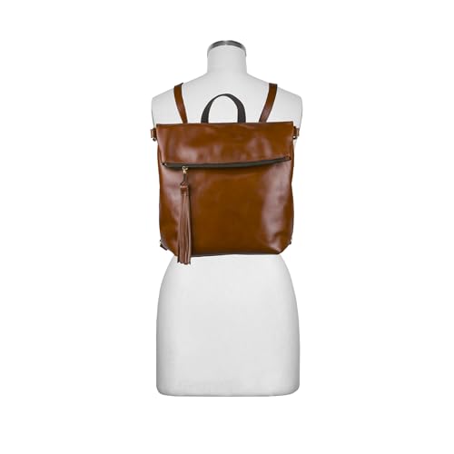 Image of Patricia Nash Luzille 100% Full Grain Leather Backpack for Women - Convertible Backpack Tote - Genuine Leather BackPack Purse /Crossbody, Tan O /S