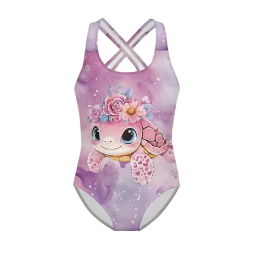 Image of Girls One Piece Swimsuits Axolotl Cross Back Swimwear Beach Summer Quick Dry Beach Bathing Suit