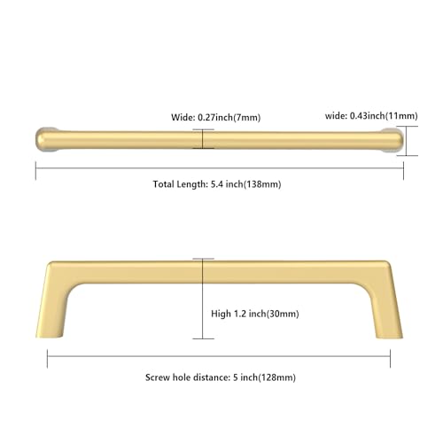 Image of Asidrama 10 Pack 5 Inch(128mm) Gold Cabinet Pulls Cabinet Handles Cupboard Handles Kitchen Cabinet Hardware for Cupboard Drawer Pulls 3307
