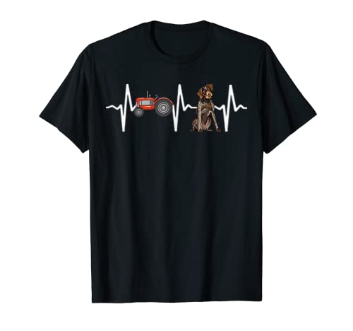 Tracteur de fermier allemand à poils métalliques pour amoureux des chiens T-Shirt