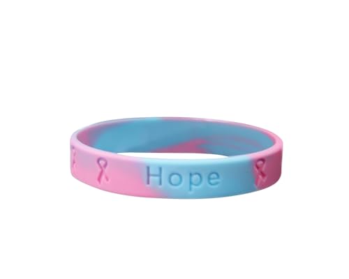 2 Pack Pink & Blue SIDS Awareness Bracelets - Pink & Blue Ribbon Sudden Infant Death Syndrome Awareness Silicone Bracelets for Adults