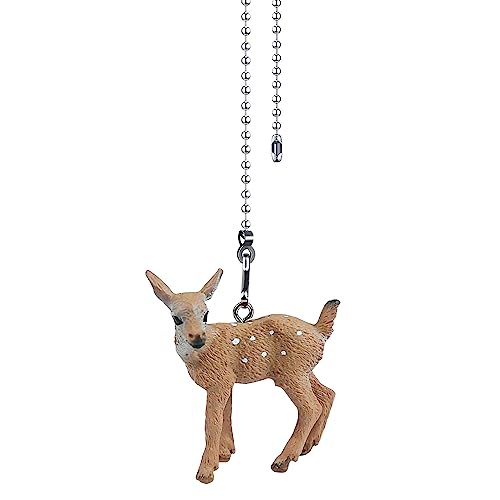 Image of Deer Ceiling Fan Pull Chain,14in Cute Animal Fawn Christmas String Charm Extension Decorative, 3mm Beaded Fan Light Chains Extender Ornaments with Connector for Kids Room
