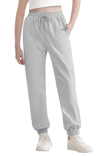 Girls High Waisted Cotton Jogger Pants with Pockets