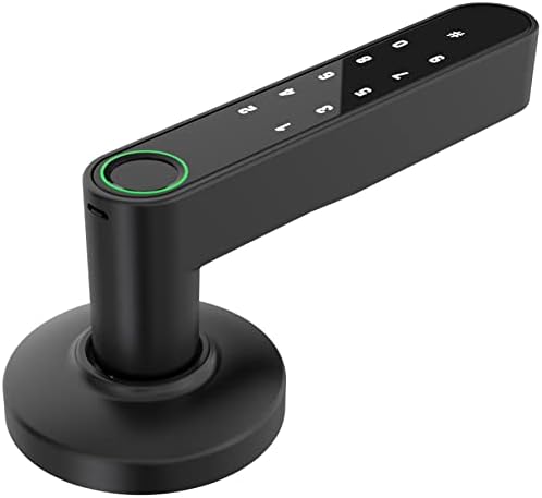 Smart Door Lever by YonevloQ, Fingerprint Door Lock with Keypads Password, Tuya App and Backup Keys, Easy to Install Ideally Suited for Office, Airbnb, Home [2022 New Upgrade]