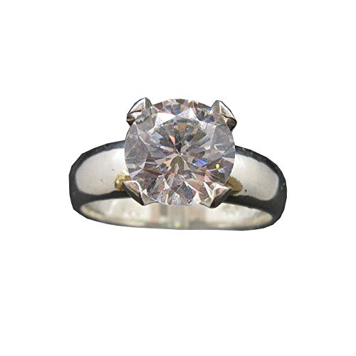 Bague en argent massif 925 poinçonnée et son oxyde de zirconium éclatant de 10mm