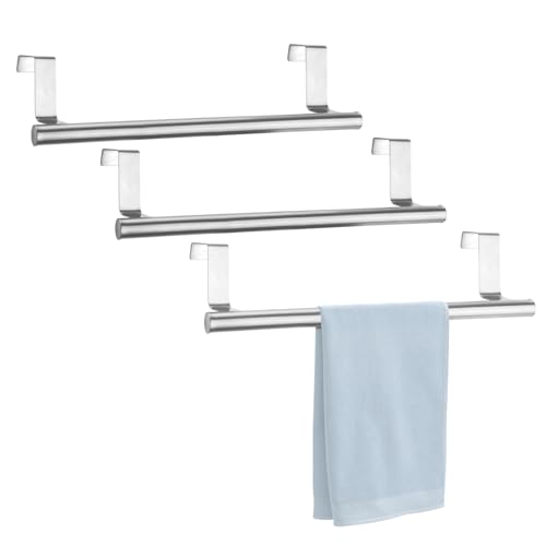 RETON 3 PCS Over The Door Towel Rail, Stainless Steel Tea Towel Holders- 23cm, Kitchen Towel Rail with Anti-slip Pads