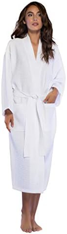 Turquaz Linen Lightweight Long Waffle Kimono Unisex Spa Robes For Women And Men