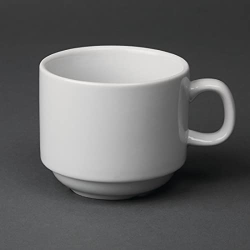 Olympia Tasse à thé empilable Whiteware 200 ml (lot de 12), en porcelaine blanche, équipement de restauration, résistantes aux éclats, compatibles avec la...