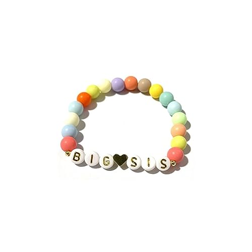 Image of COLORFUL BLING Big Sister Beaded Bracelet Big Sis Announcement Stretch Bracelet