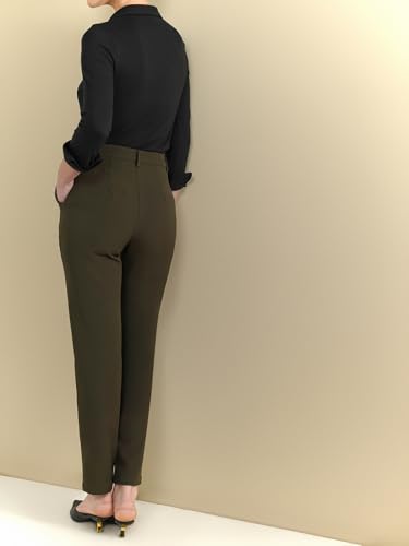 Image of FableStreet Women's Formal Trousers | Mid-Rise Straight-Leg Design | Flat Front & Permanent Crease | Polyester Lycra Fabric | Office Wear & Business Meeting
