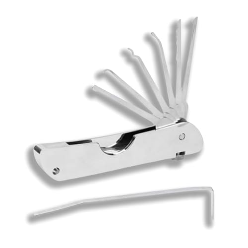Kit 7 in 1 per grimaldello, strumento pieghevole portatile, strumento multiuso tascabile, set di picking Lo/Ck, kit di estrazione rapida per chiavi sicure, strumenti per fabbro per principianti e