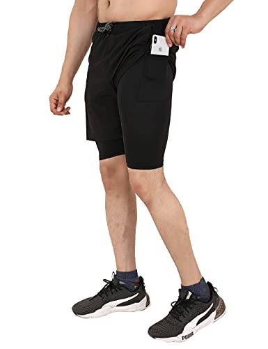 Image of NEVER LOSE Men's 2 in 1 Running Shorts with Liner,Dry Fit Workout Shorts with Pockets