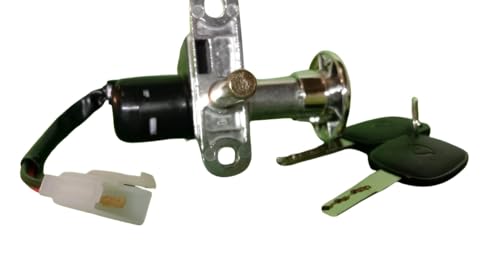 Image of Electric Vehicle Ignition Switch and Lock Set, 2-Wire 2-Pin,27mm with Steering Lock and Seat Lock Provision