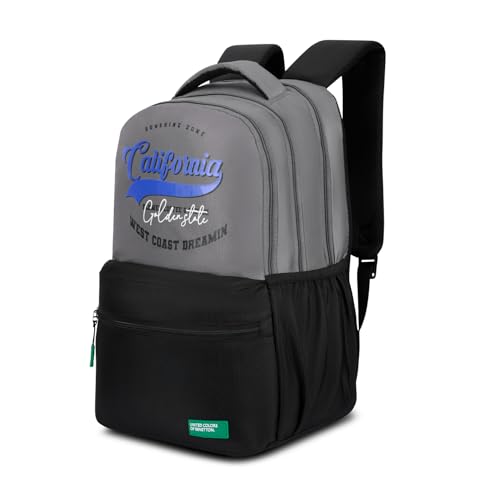 Image of United Colors of Benetton Unisex High-School Backpack CALAFIA | 3-Compartment Organised Daypack with Airmesh Padding | Backpack for School Girls & Boys | 26L Capacity