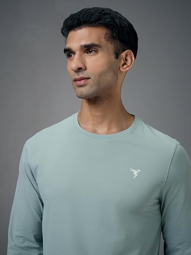 Image of TECHNOSPORT Men's Slim Fit Full Sleeve Crew Neck T-Shirt, COTFLEX Quick Dry Moisture Wicking Stretchable Sports Gym and Casual Wear
