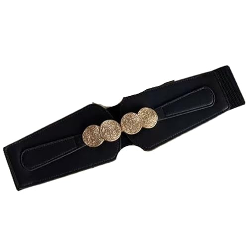 Women's Decorative Belt Coat Belt Women Elastic Waistband Wide Waistband Decorative Versatile Belt Skirt Accessory(Black)
