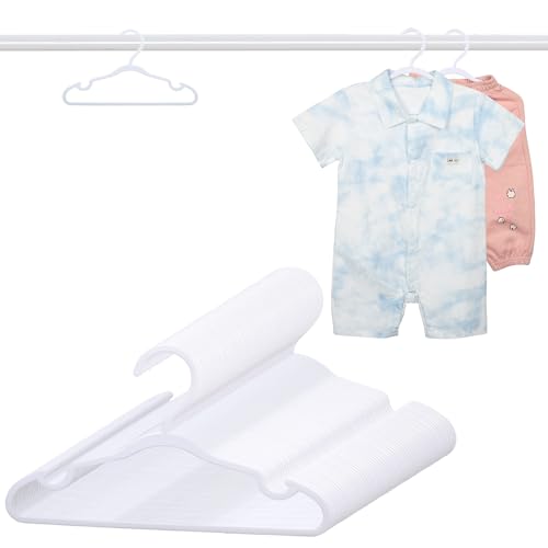 Image of 60 Pack White Baby Hangers 11.42 Inch - Kids Non-Slip Clothes Hangers for Infant & Child, Durable Plastic Children's Hangers for Closet, Pants, Coats, Skirts