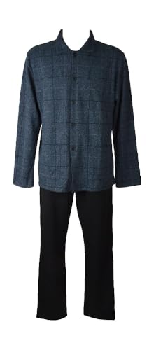 Pyjama d'hiver pour homme polaire écologique chaud boutonné avec poche poitrine