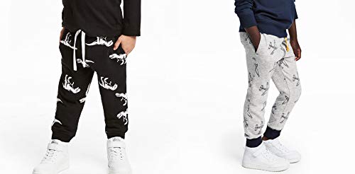 Image of HUAER& Baby Boy's Jogger Pants Dinosaur Car Animal Print Drawstring Elastic Sweatpants (1-Pack 2-Pack)