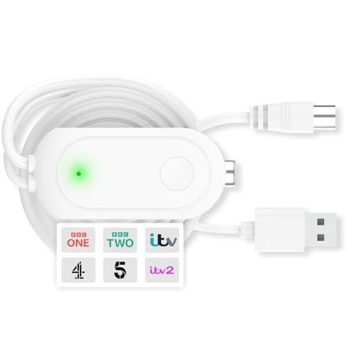 TV Booster Aerial Amplifier USB Powered Signal Enhancer for Improved Reception Compatible with Televisions Compact Design Aerial Booster 1m USB Cable 0.3m Connection Cable
