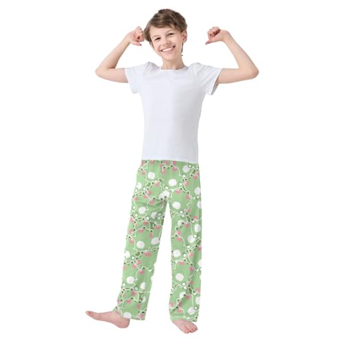 Boys' Pants Cute Frog Green Long Bottoms Jogger Pants Elastic Waist Trousers with Pockets S-XL2