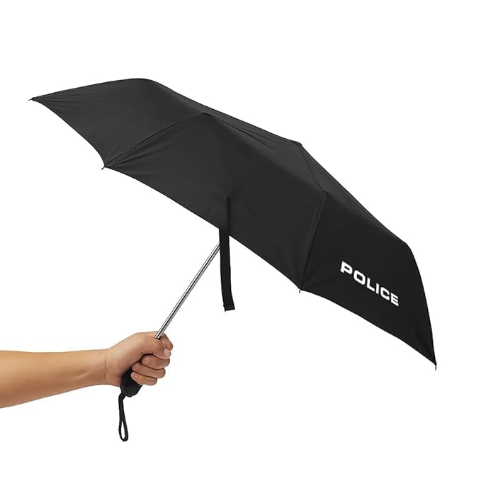 Image of Police All-Weather UV Umbrella - Auto Open | Windproof | Travel-Ready 3-Fold Design | SPF 50+ Protection | Wide Canopy, Stylish & Durable | Black
