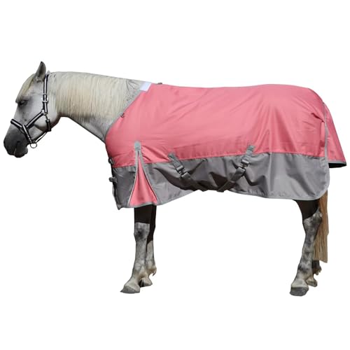 LEAFOREST 1200D Turnout Horse Winter Blanket Waterproof Breathable Snow Proof Heavy Blankets 200g Fill Sheet in The Barn Stable Stall Pasture Paddock Pink Grey 72 inches