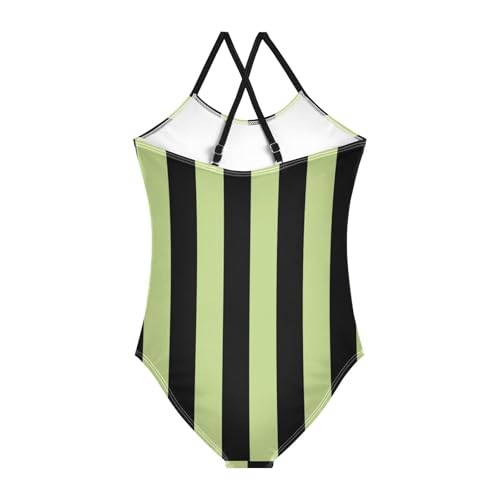 GuoChe Striped Green Black Swimsuits for Girls 1-Piecing Toddler Bathing Suit Girl Toddler Swim Suits for2