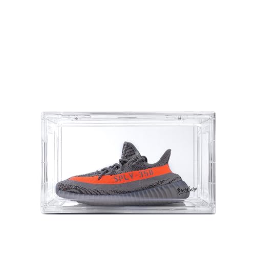 Image of Sneaker Box Transparent Pack of 4 |Front-Opening Heavy-Duty |Stackable Shoe Storage Organizer Crate with Magnetic Closure | Clear Sneaker Display and Dust-Proof Container | For Men and Women