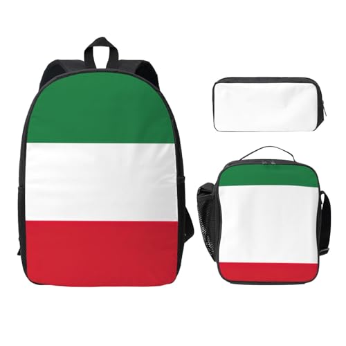 Sac à dos école léger avec boîte à déjeuner et trousse imprimé Koweït noir taille unique