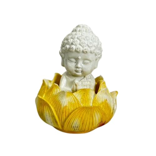 Image of eCraftIndia Yellow Lotus Baby Buddha Statue Showpiece for Home Decor | Living Room, Bedroom, Office & Car Dashboard