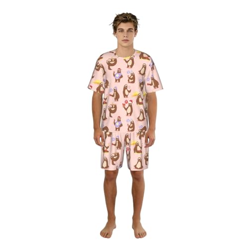 Pyjama homme imprimé paresseux doux avec poches pratiques
