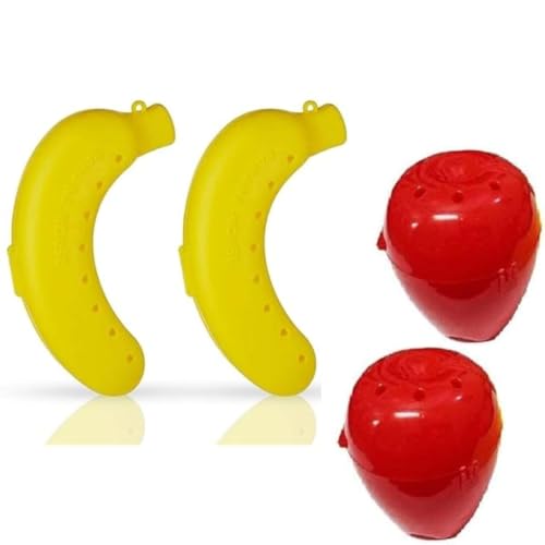 Image of Plastoware Apple & Banana Case Combo, Fruit Storage Holder Cover Box Set of 2 Durable Plastic Case for School, Office, Gym and Picnic Gift (Pack of 2)