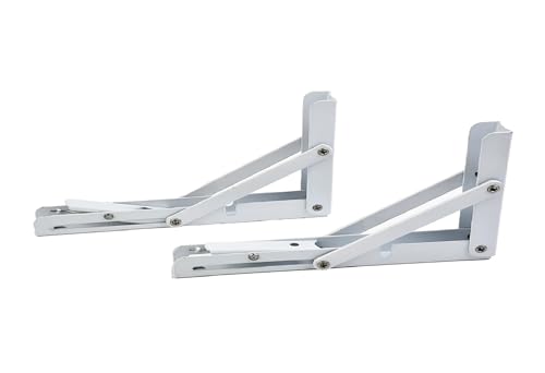 GLUN® Folding Shelf Brackets White Colour Metal, Collapsible Shelf Bracket with Fitting Screws, DIY Wall Mounted Shelf Brackets, Space Saving for Table Work Bench Wall Mounted (16 Inch) (B0CXJ9HQLG) Amazon Price History, Amazon Price Tracker
