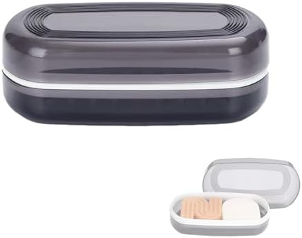 Travel Case for Kitsch Shampoo bar, Shampoo Bar Holder, Travel Soap Container, Large Soap Box, Soap Dish with Draining Layer, Case for Bathroom (Black, 1 Pack)