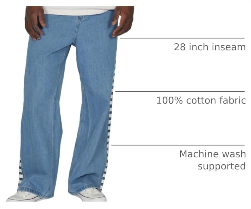 Image of Plaid&Plain Men's Baggy Jeans Wide Leg Heavyweight 100% Cotton Loose Fit