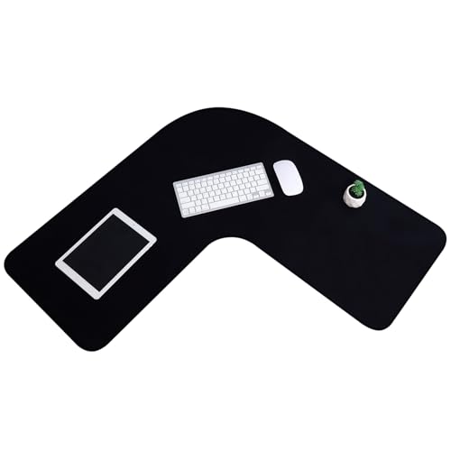Amylove l Shaped Mouse Corner Desk Pad Waterproof Large Rubber Corner Mouse Pad for Office Home l Shaped Desk Gaming Setup Computer Protection Supplies, 36.2 Inches(Black)