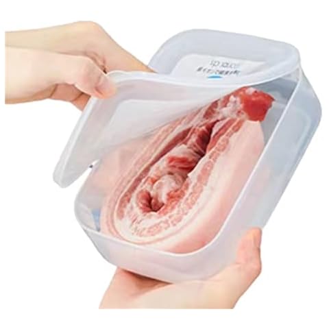 wulikanhua 2 Pack Plastic Bacon keeper with Lids Airtight, Bacon Deli Thinly Cut Meat Cold Cuts Cheese Saver Food Storage Containers for Refrigerators, Freezer, Lunch Box Meal Prep Container(1.3l) Cover